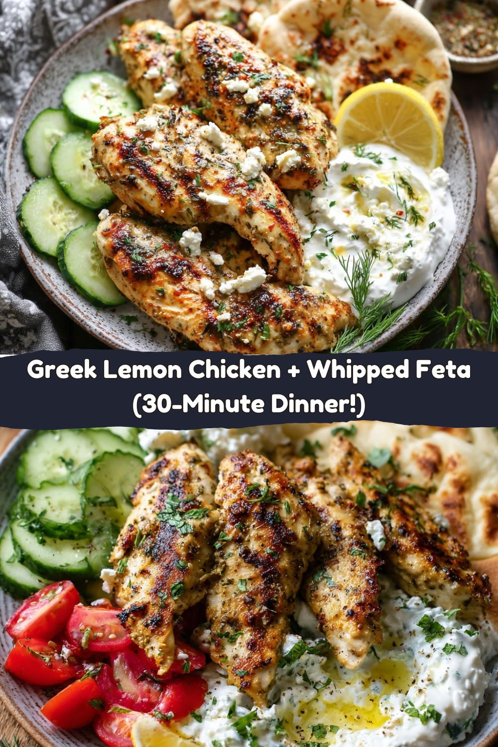Greek Lemon Chicken Tenders with Whipped Feta