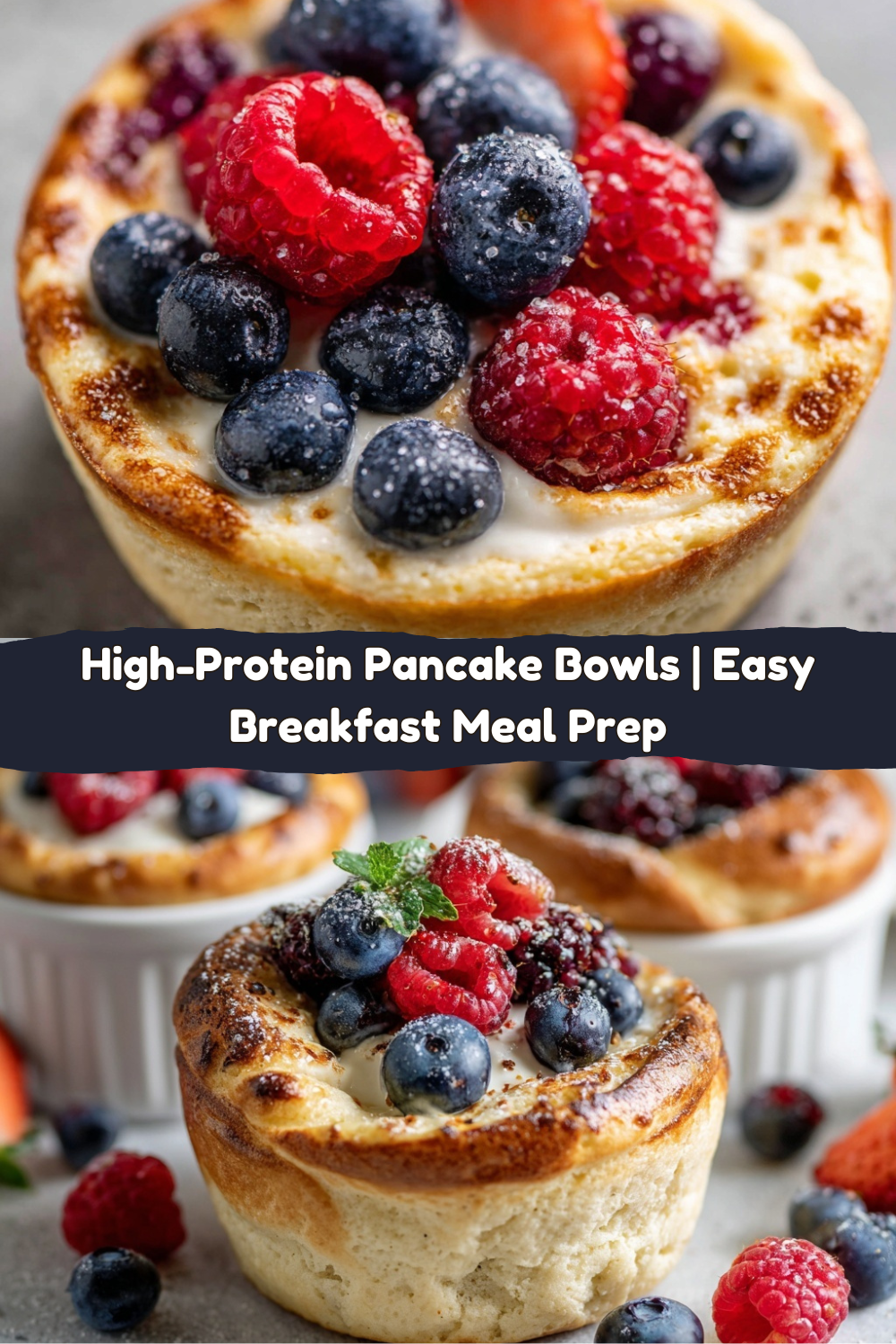High-Protein Pancake Bowls with Berries