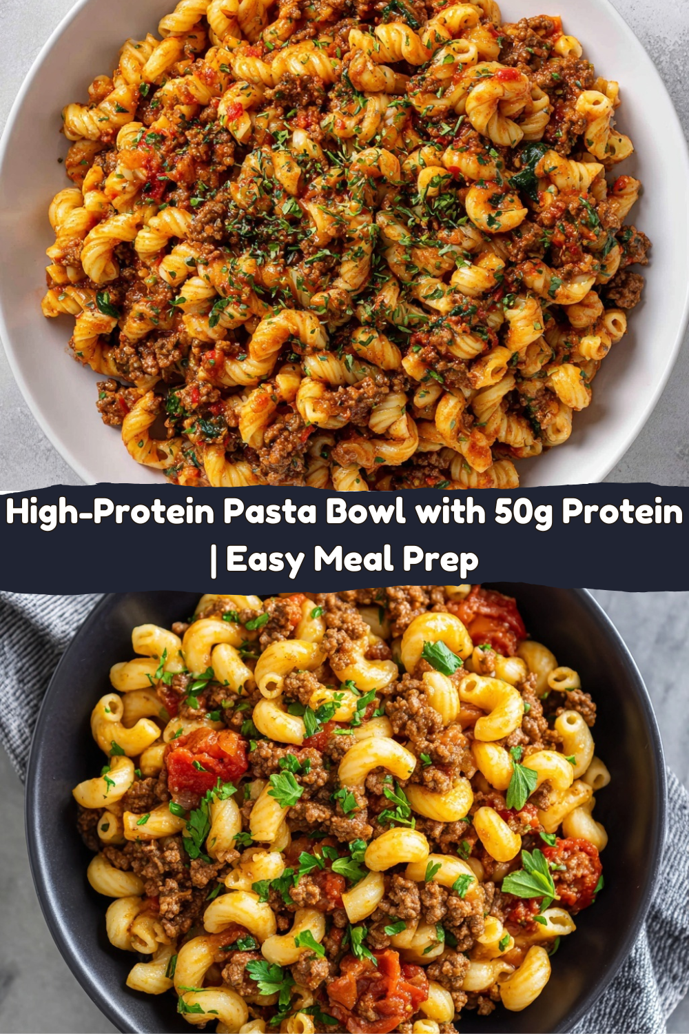 High-Protein Pasta with Ground Beef and Chickpea Noodles : 50g Protein Meal Prep