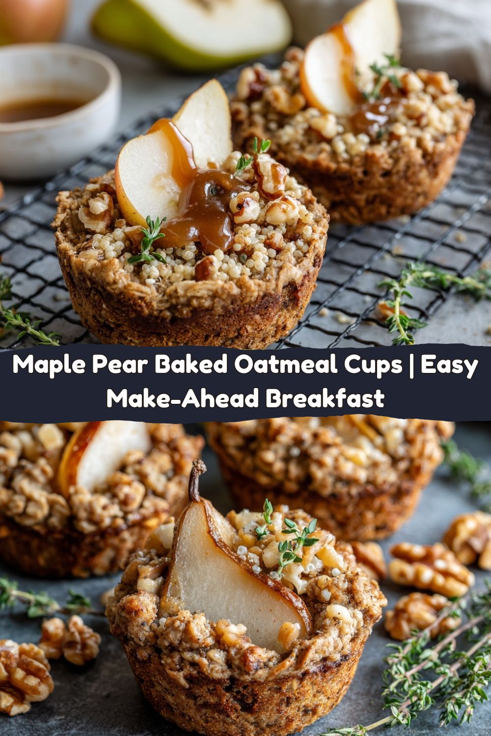 Maple Pear Baked Oatmeal Cups