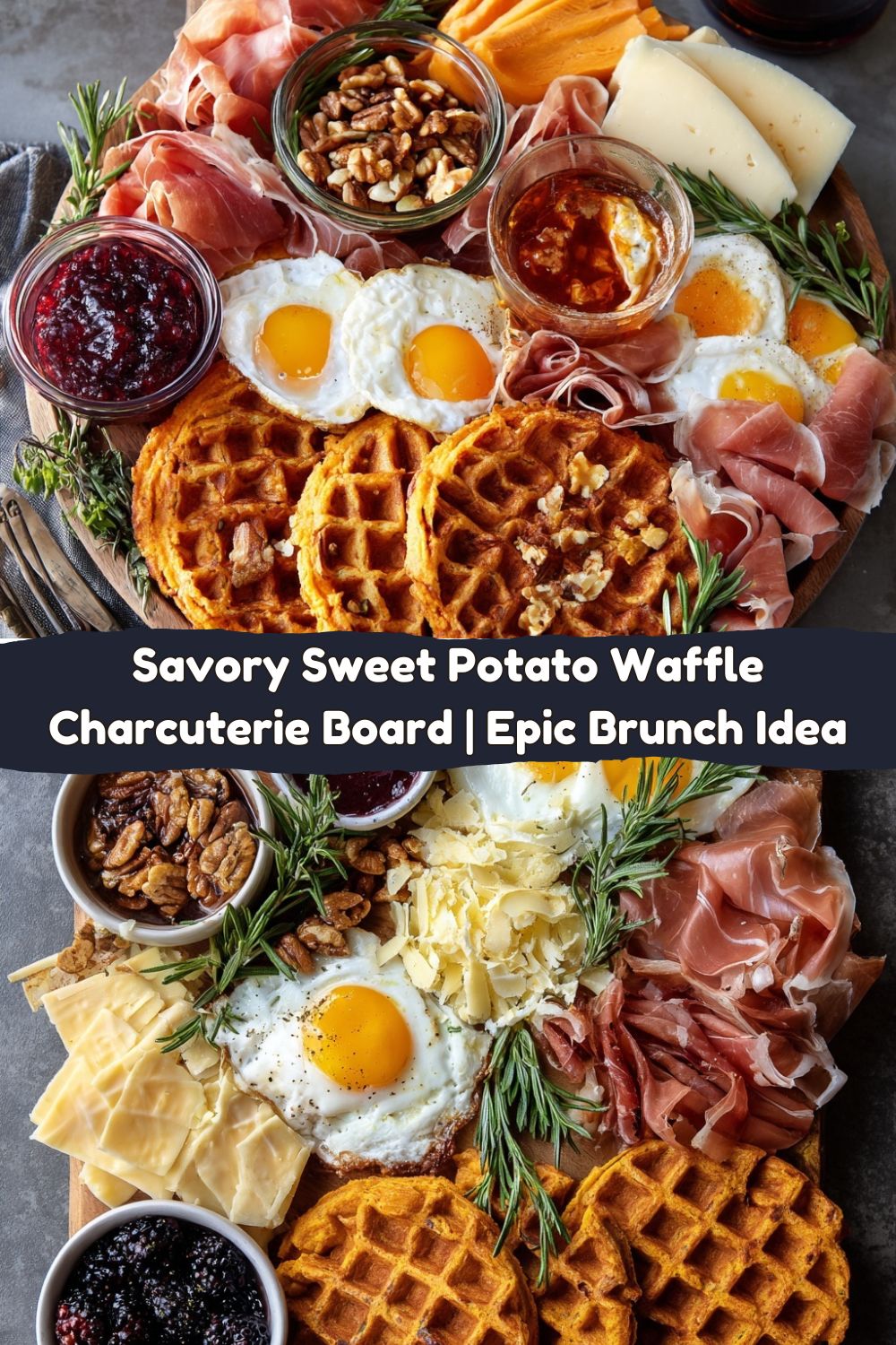 Savory Waffle Charcuterie Board with Spiced Sweet Potato Waffles