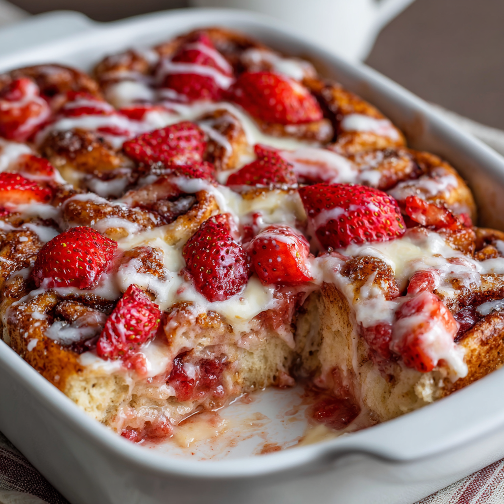 Strawberry Cinnamon Roll Bake
