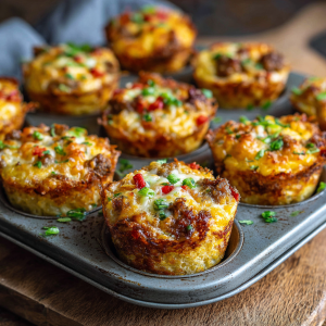 Cheesy Hash Brown & Sausage Egg Cups