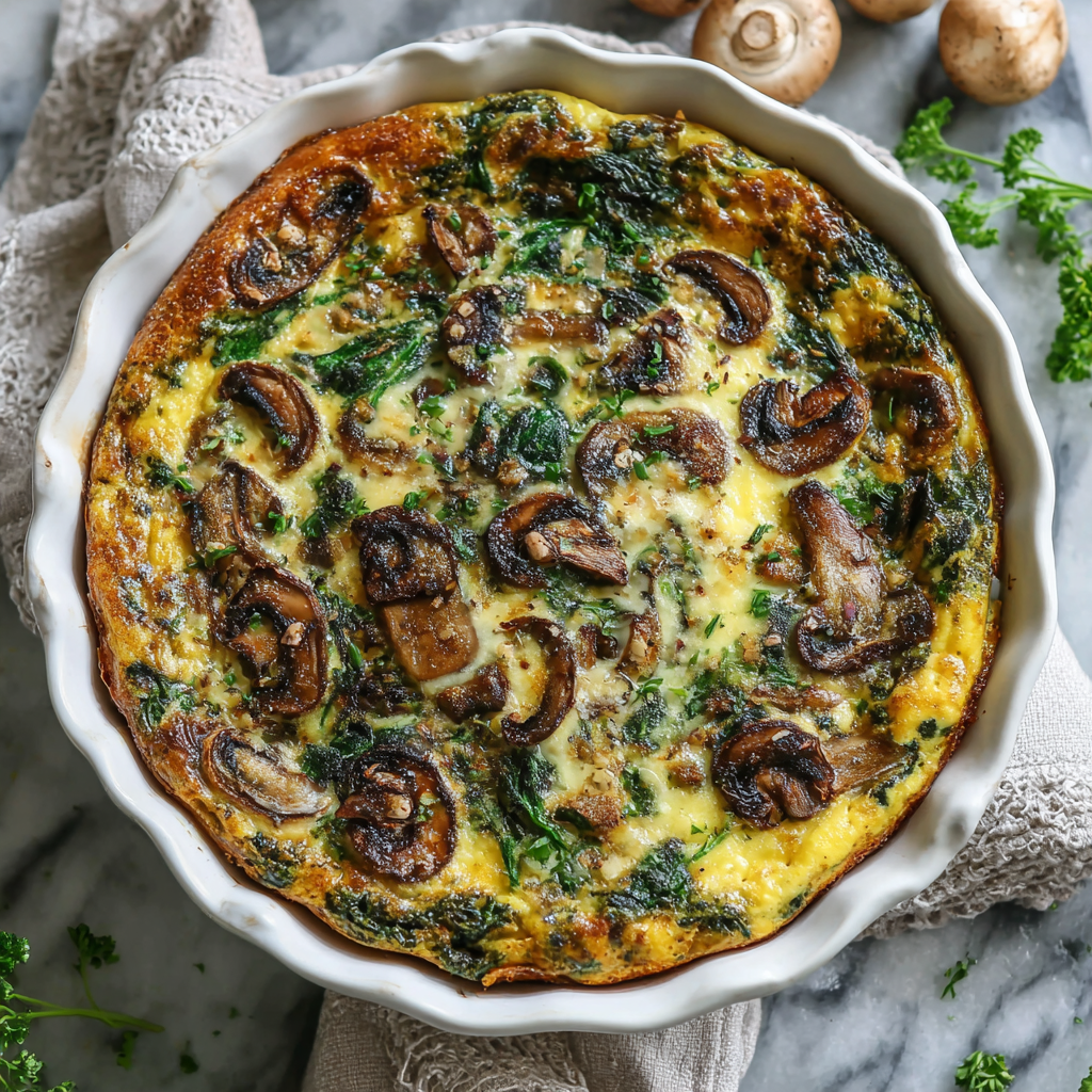 Spinach & Mushroom Crustless Quiche