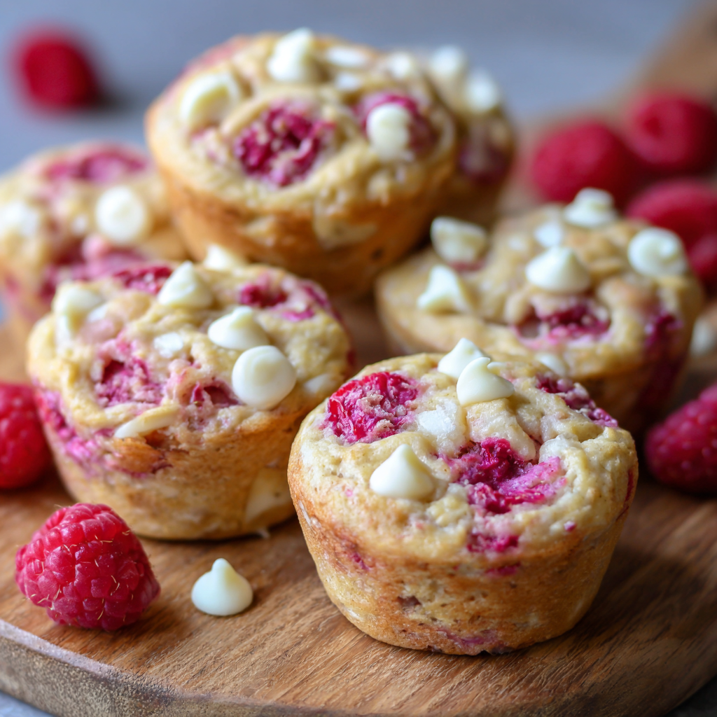 Raspberry White Chocolate Protein Muffin Bites