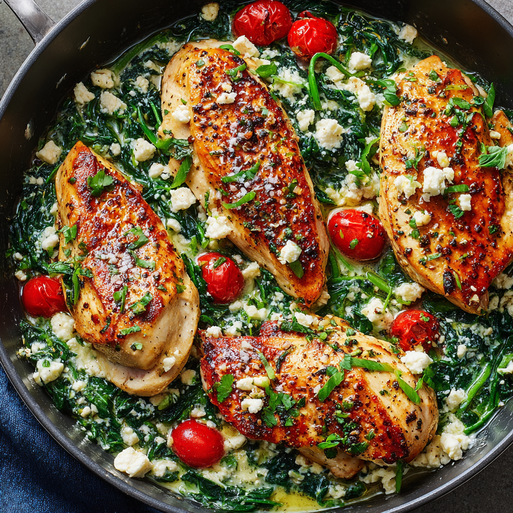 Spinach-Feta Chicken Skillet