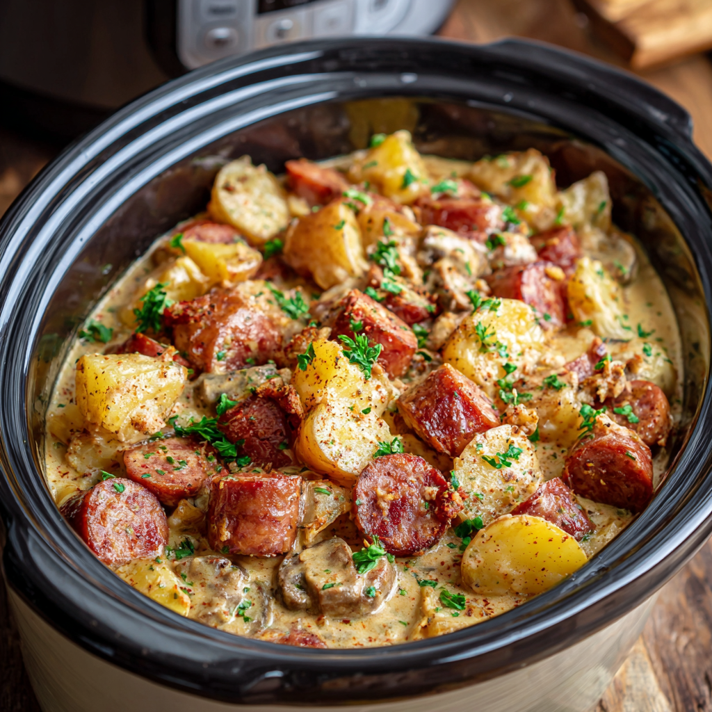 Creamy Smoked Sausage & Potato Crockpot Dinner