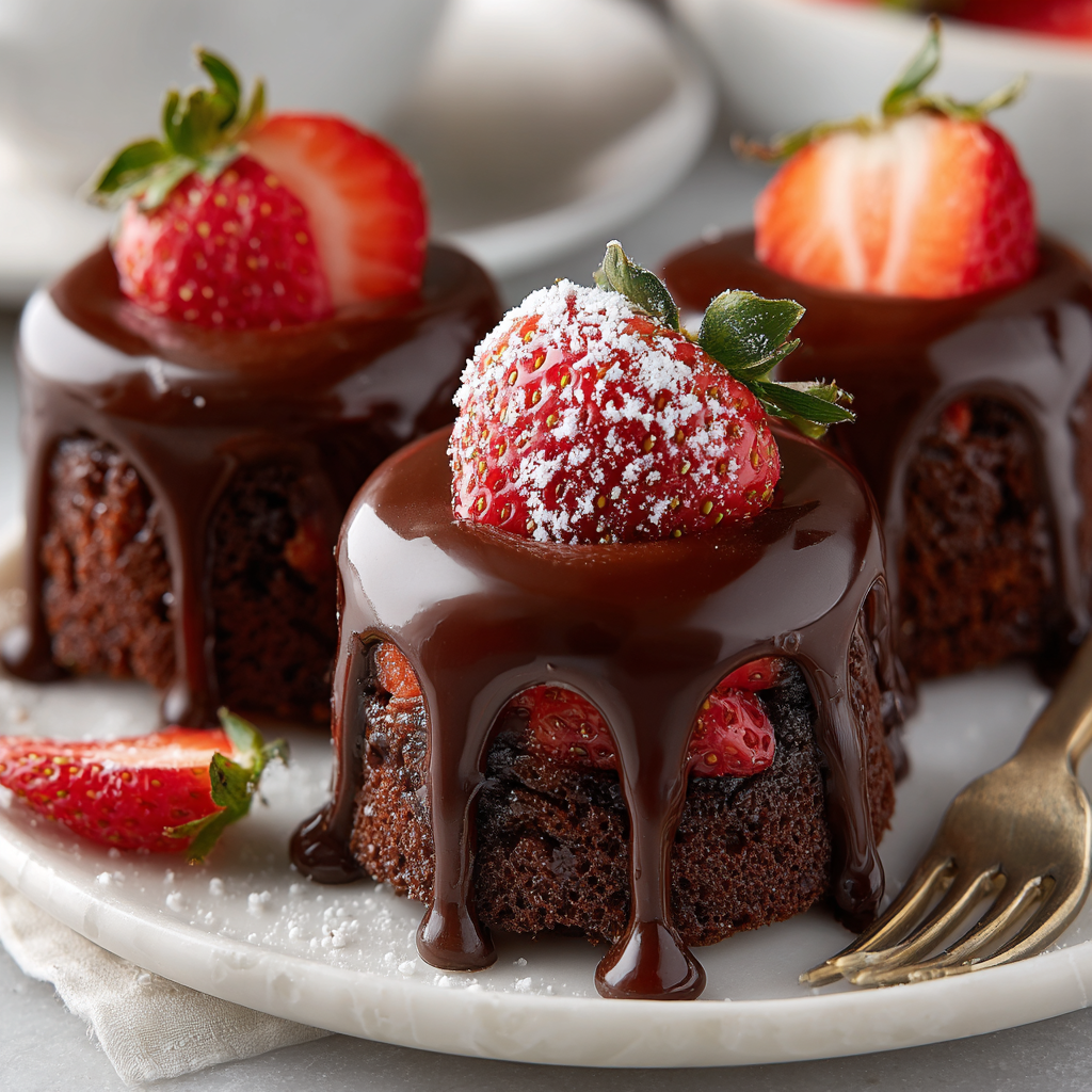 Mini Chocolate-Covered Strawberry Cakes