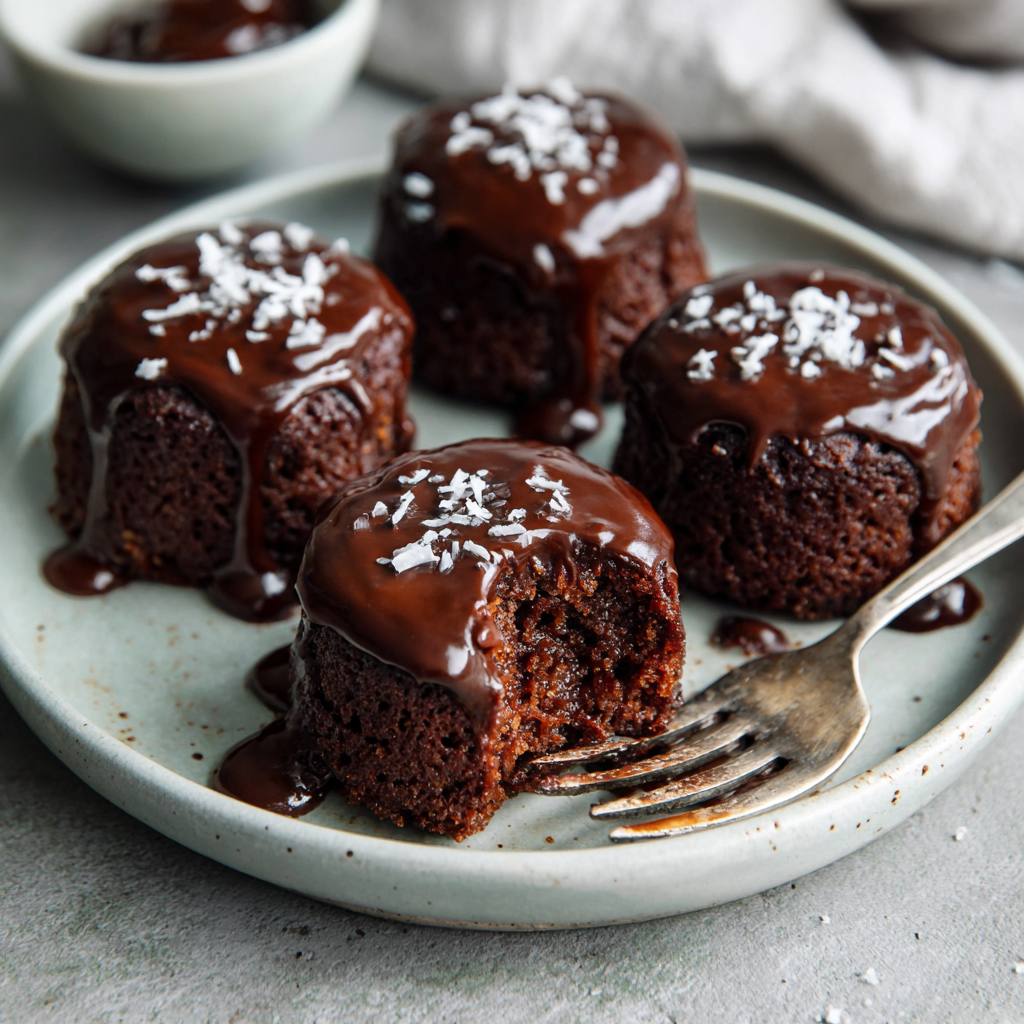 Vegan Chocolate Mini Cakes with Coconut Milk Ganache