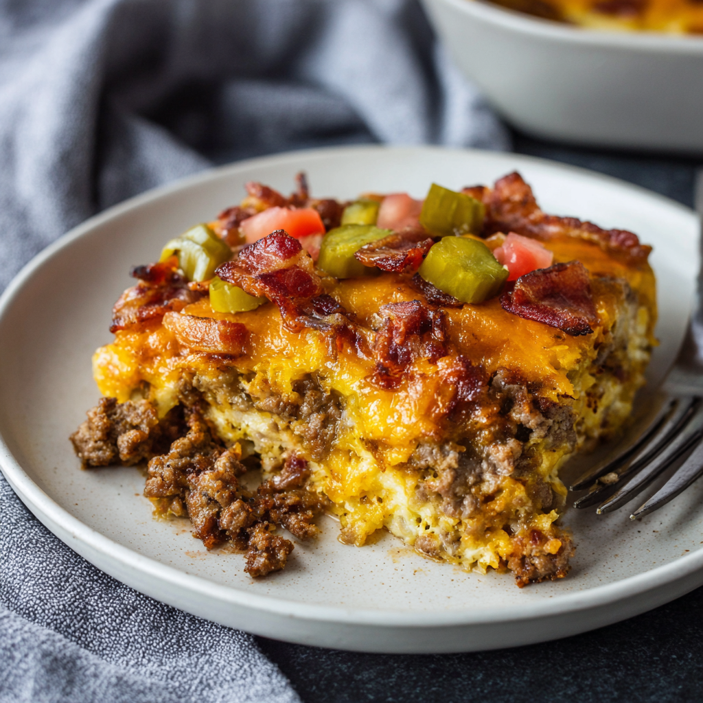 Low-Carb Bacon Cheeseburger Casserole