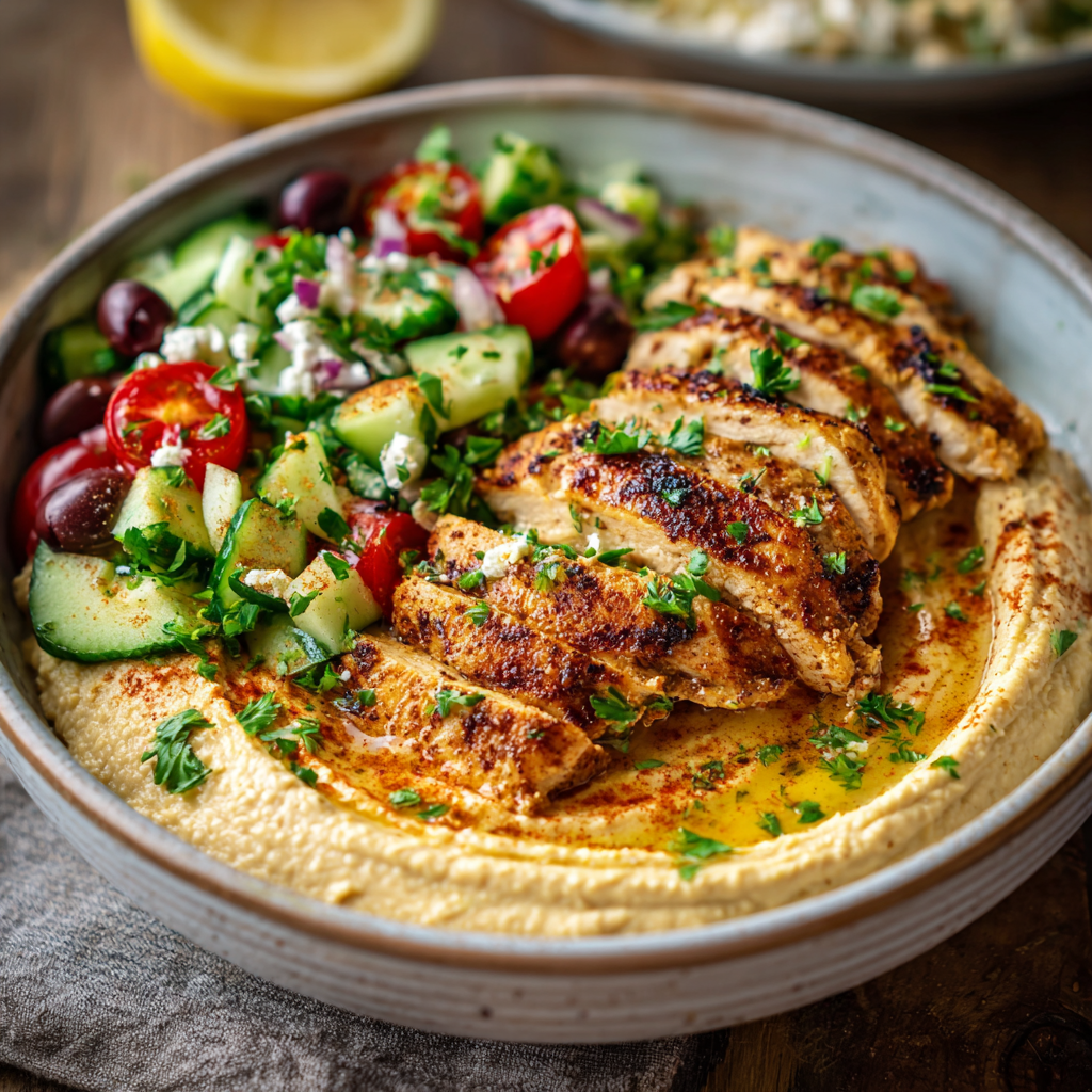 Warm Hummus Chicken Plate