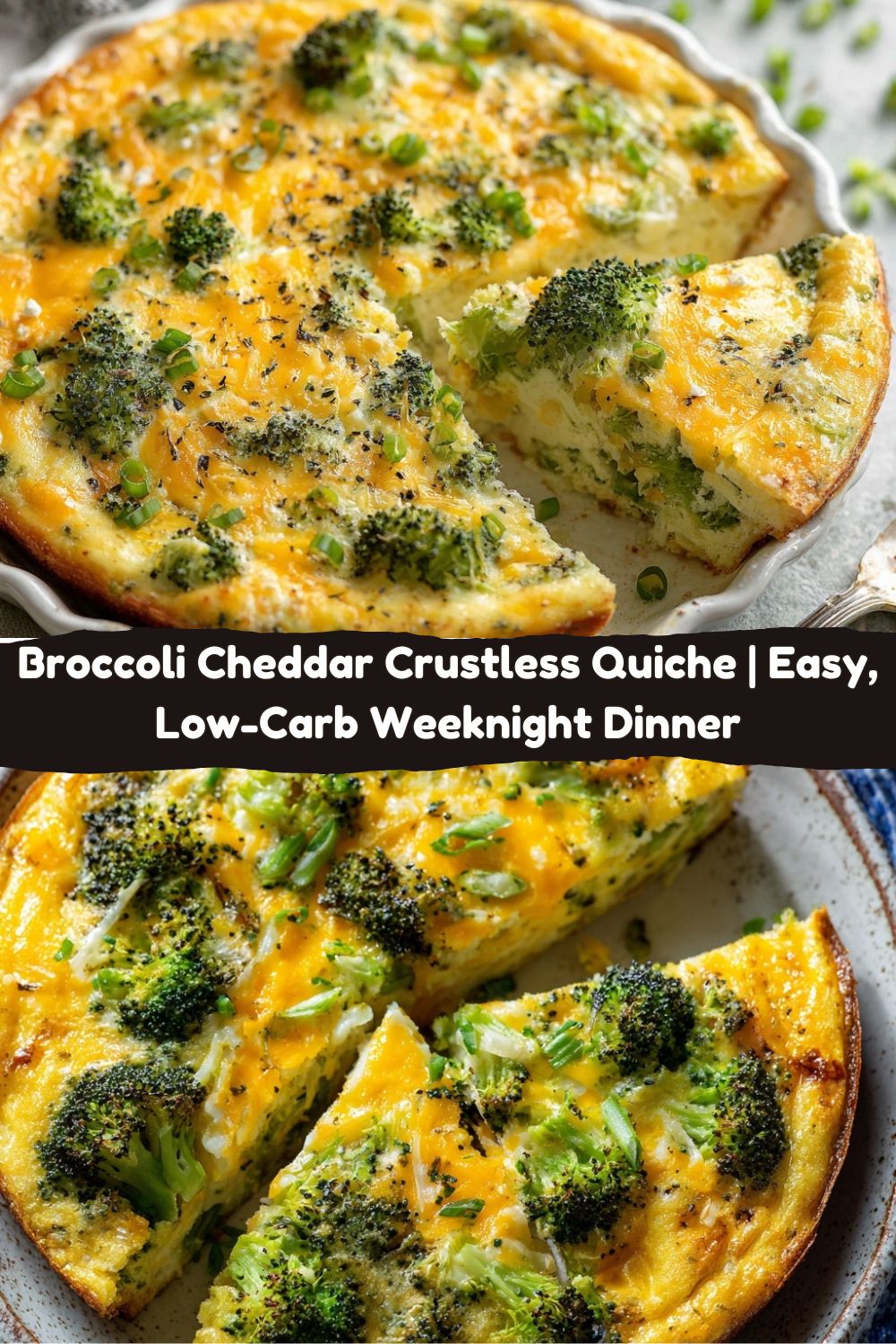 Broccoli Cheddar Crustless Quiche