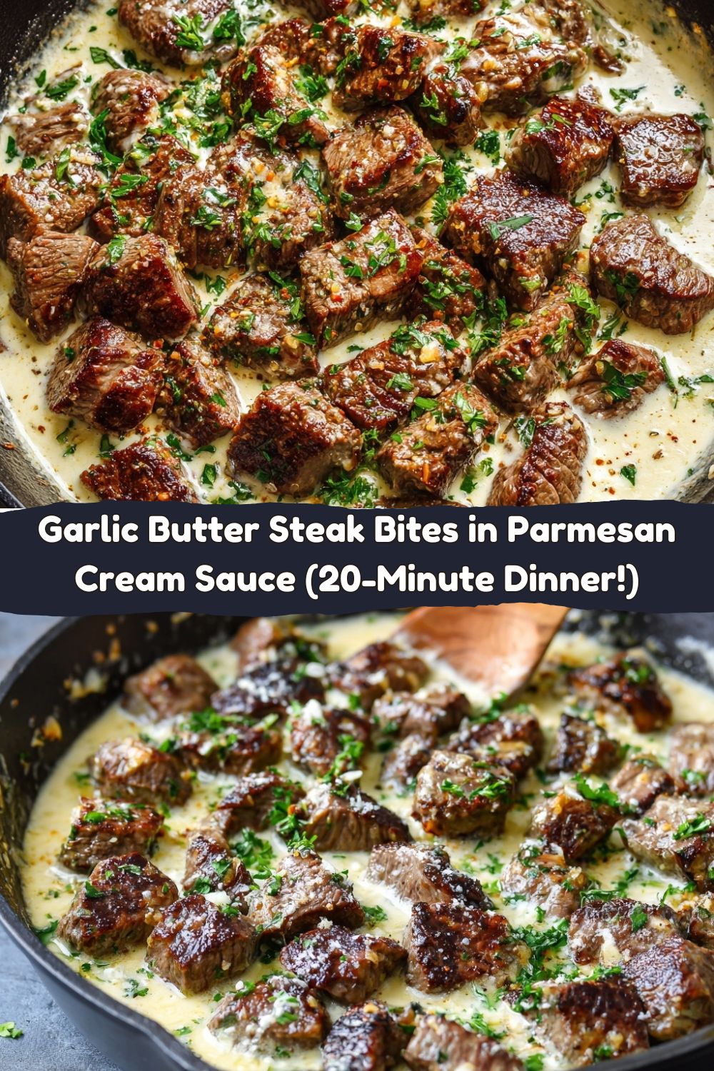 Garlic Butter Steak Bites in Parmesan Cream Sauce