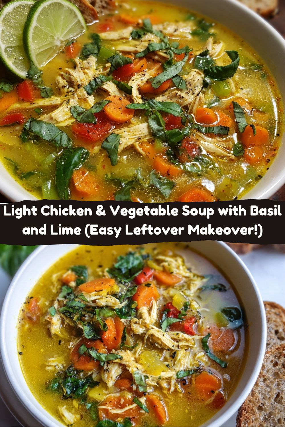 Light Chicken & Vegetable Soup with Basil and Lime