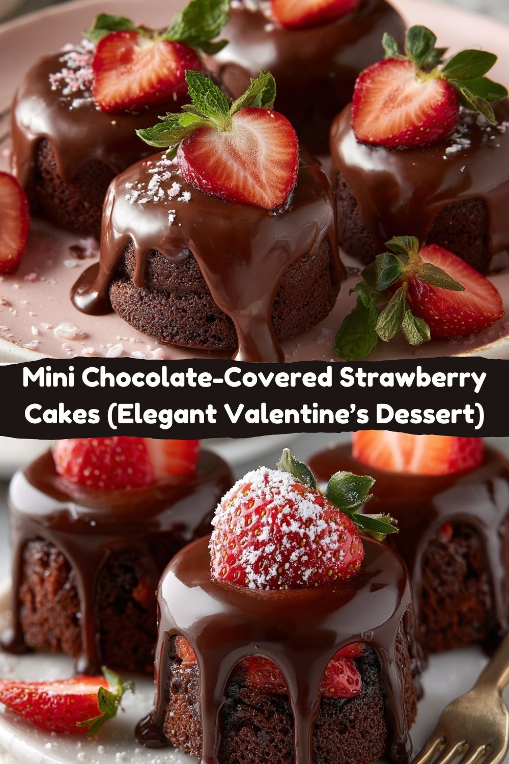Mini Chocolate-Covered Strawberry Cakes