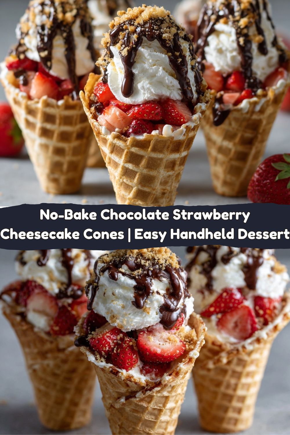 Chocolate Strawberry Cheesecake Cones