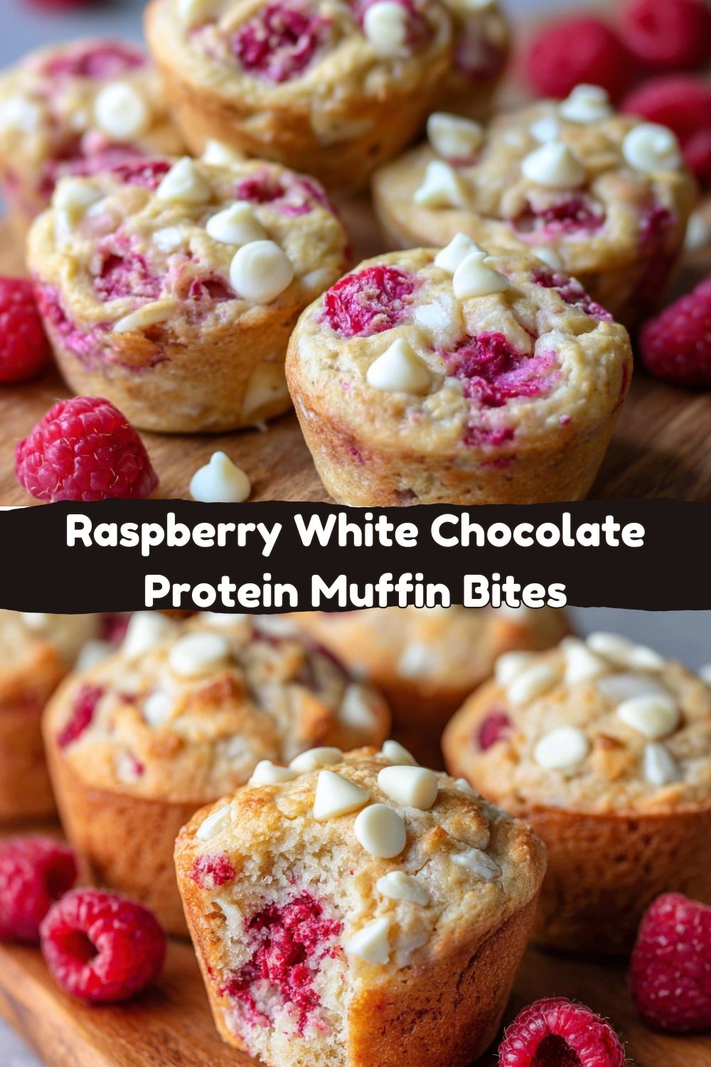 Raspberry White Chocolate Protein Muffin Bites