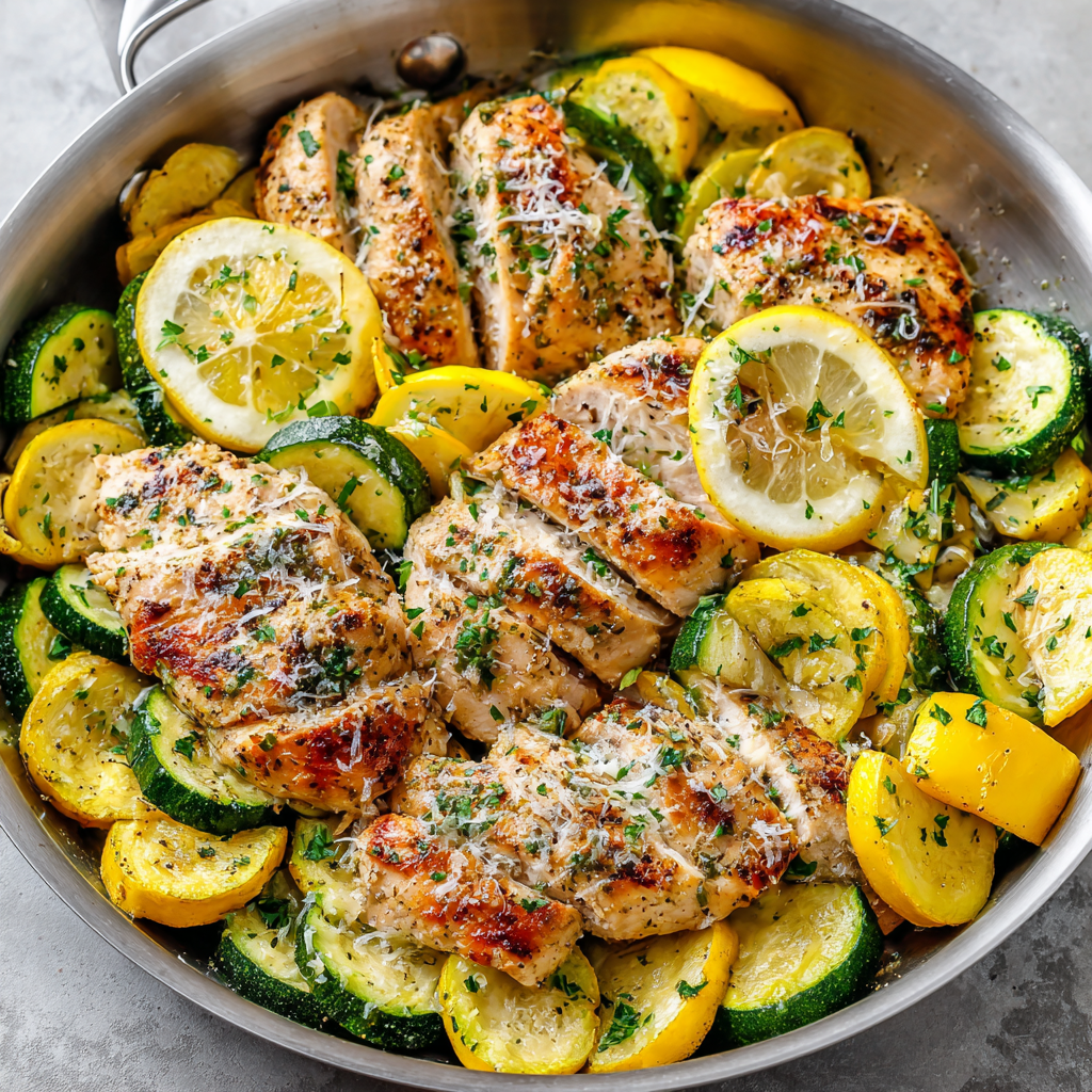 Healthy Garlic Chicken with Zucchini & Squash