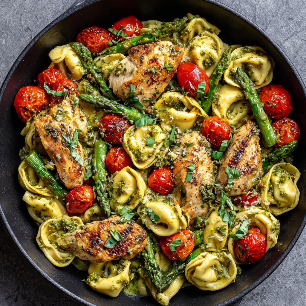 One-Pan Pesto Chicken with Tortellini