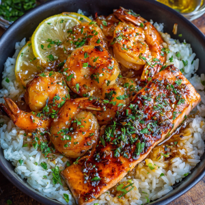 Honey Garlic Salmon and Shrimp