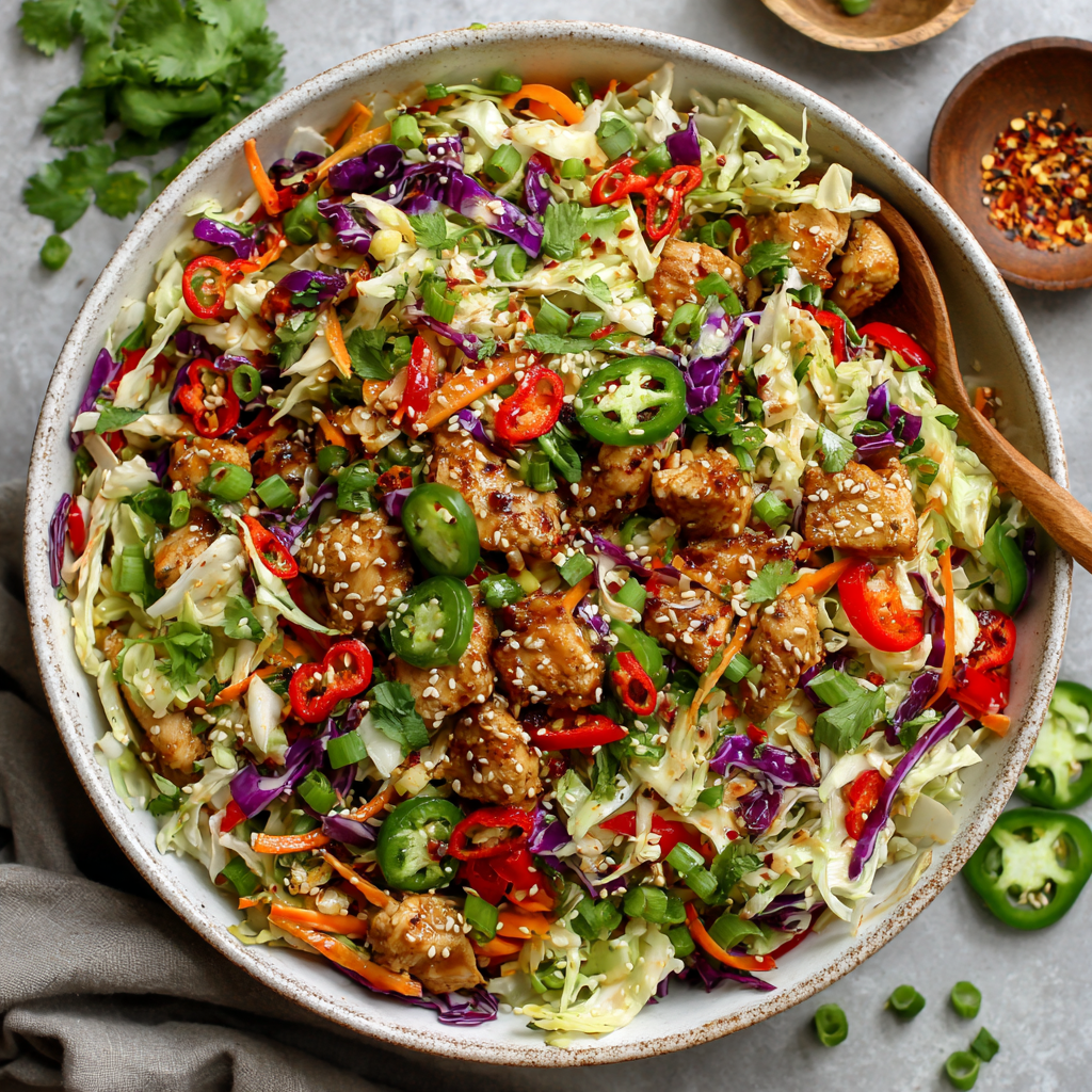 Sesame Chicken Cabbage Crunch Salad