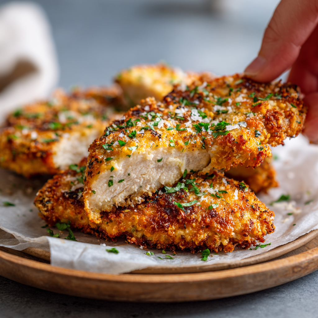 Crispy Garlic Parmesan Oven-Fried Chicken