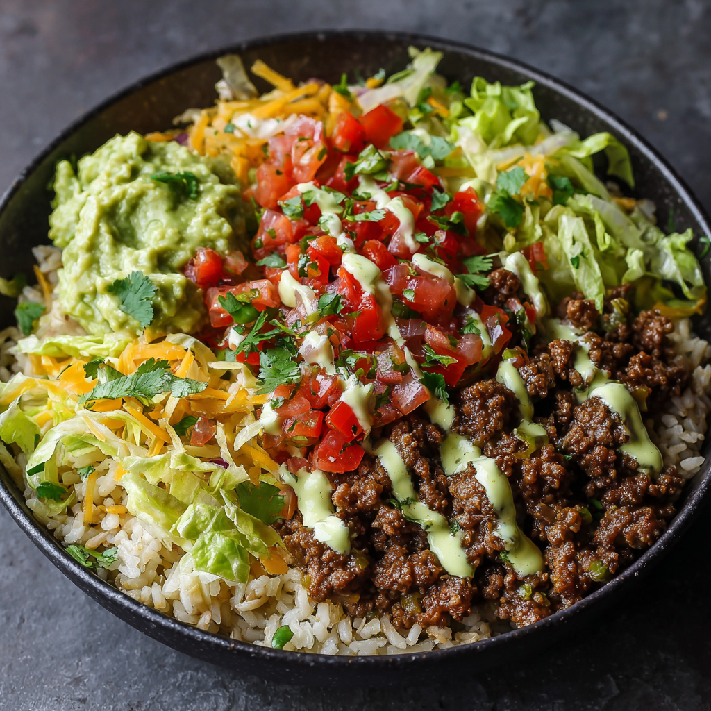Loaded Beef Burrito Bowl with Guac