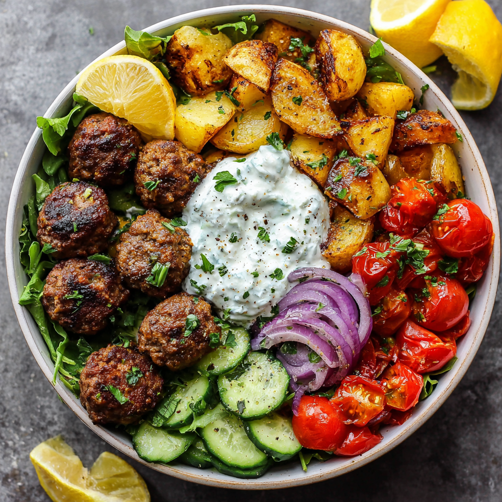 Ultimate Mediterranean Meatball Power Bowl