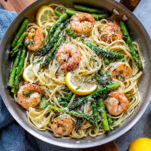 Spring Shrimp Pasta with Lemon & Asparagus