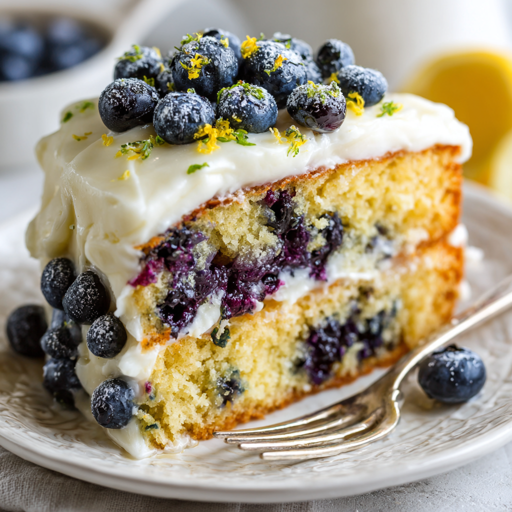 Lemon Blueberry Cake with Cream Cheese Frosting