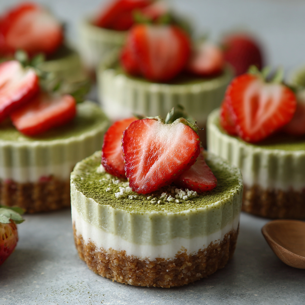 Strawberry Matcha Cheesecake Cups