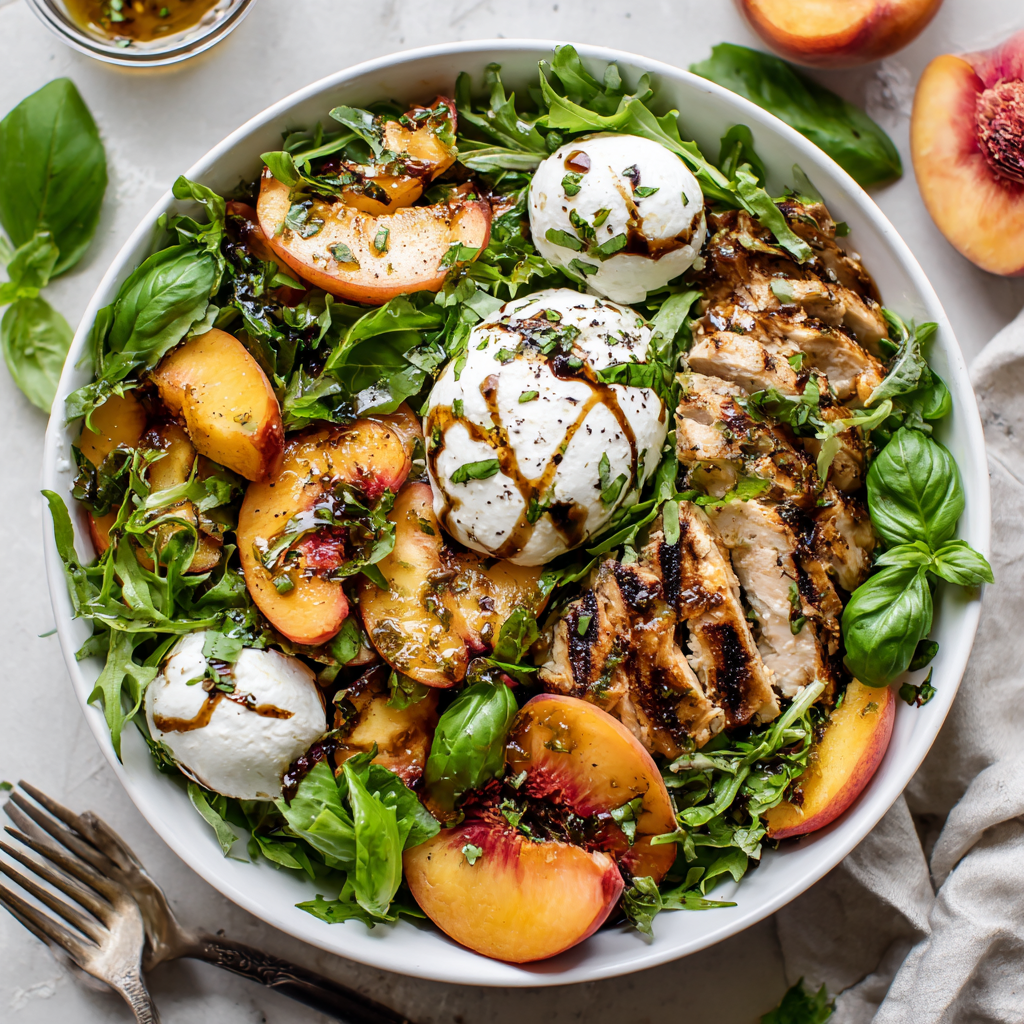 Peach Burrata Protein Salad