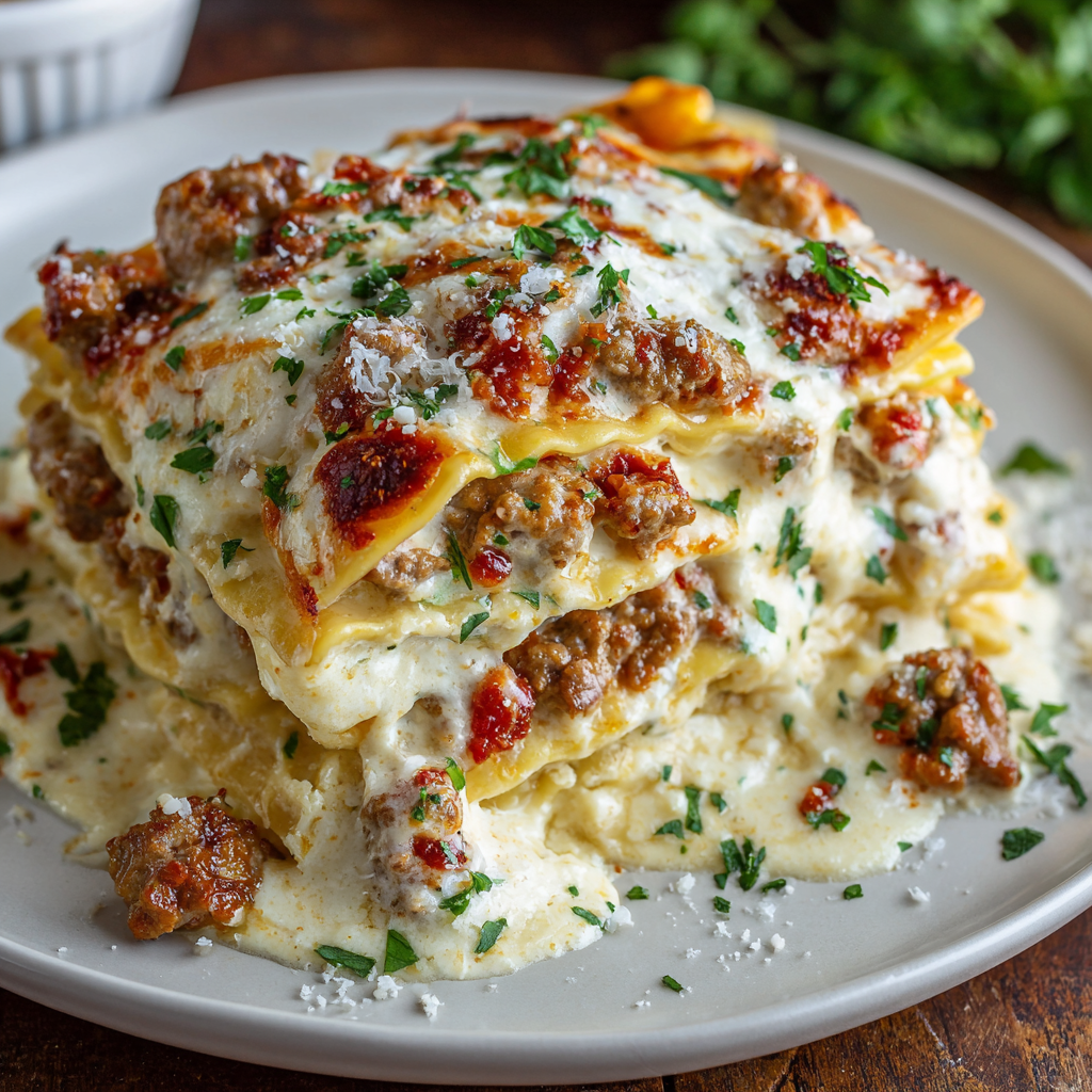 Sausage Alfredo Ravioli Lasagna