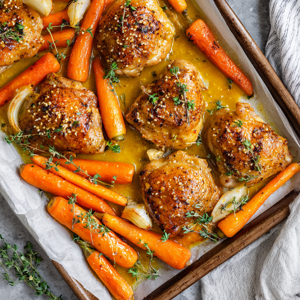Sheet-Pan Honey Dijon Chicken & Carrots