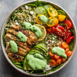 Bright Green Goddess Chicken Bowls