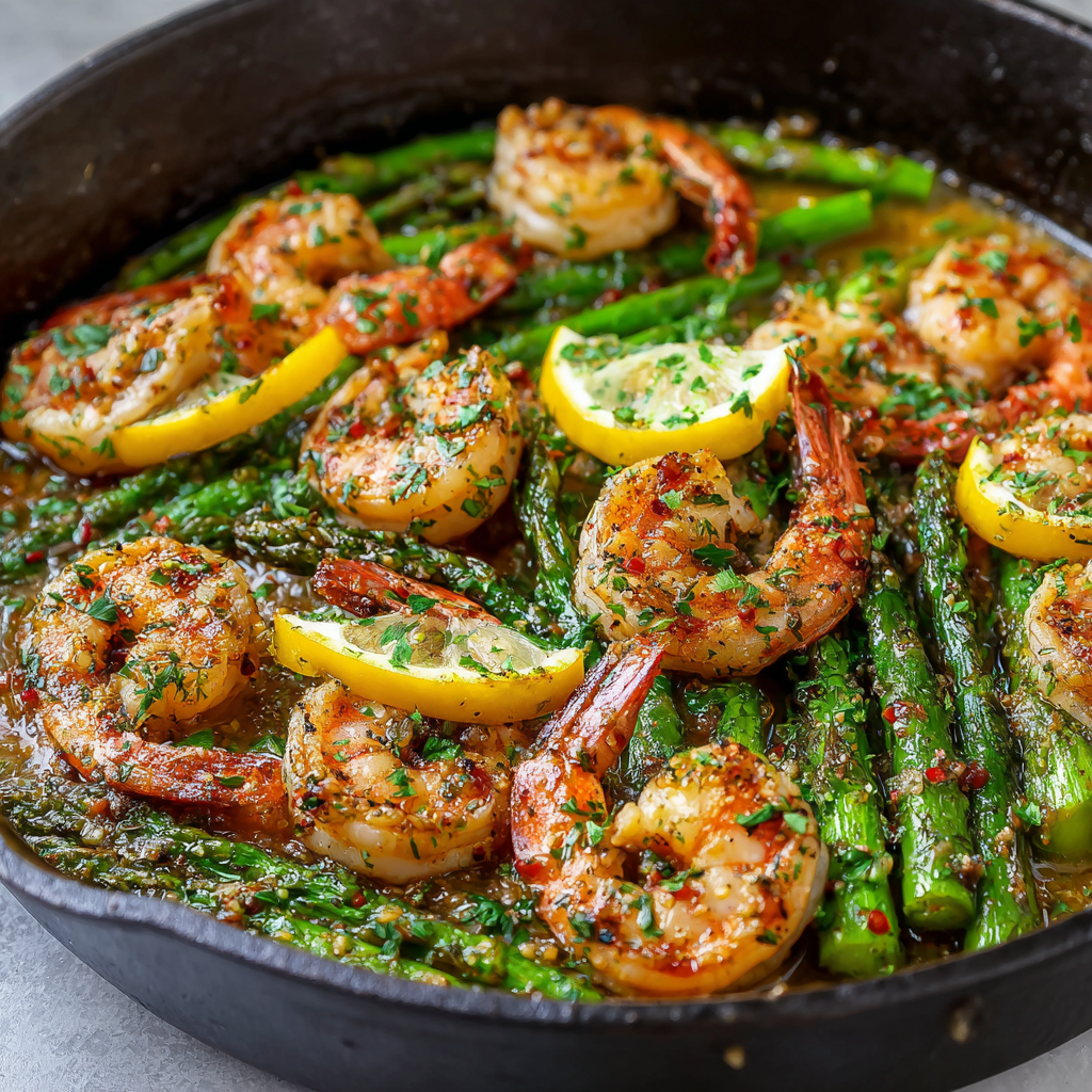 Lemon Garlic Shrimp with Asparagus