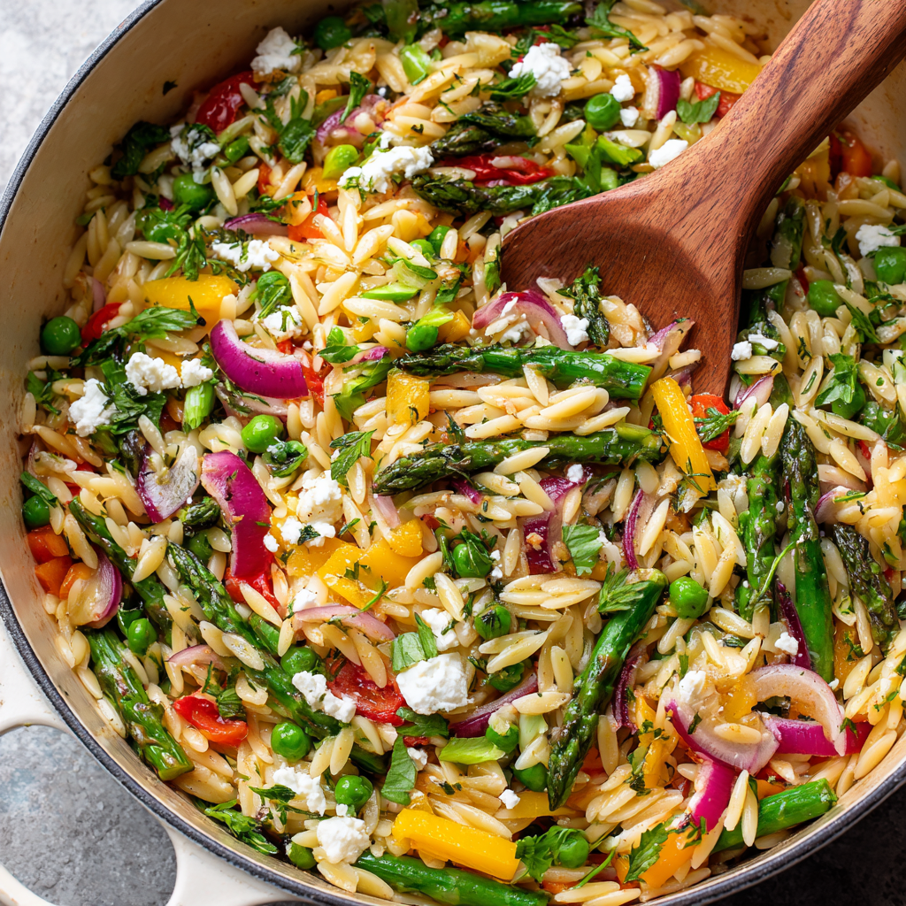 Spring Veggie Orzo with Feta & Herbs