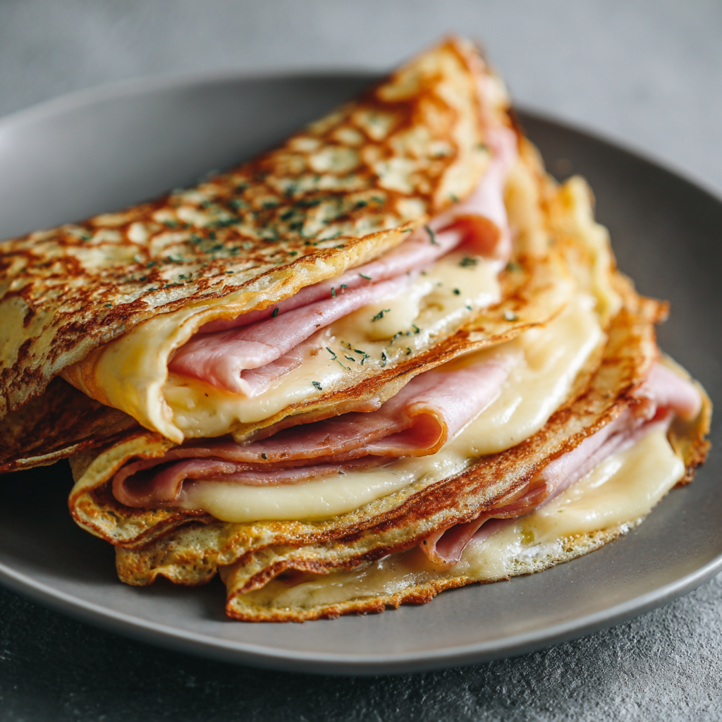 Ham & Cheese Protein Crêpes