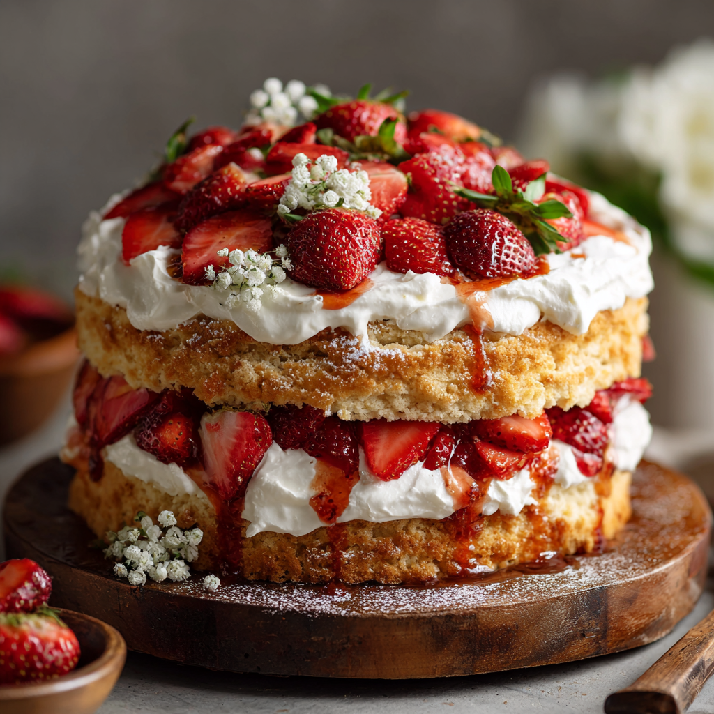 Strawberry Shortcake Biscuit Cake
