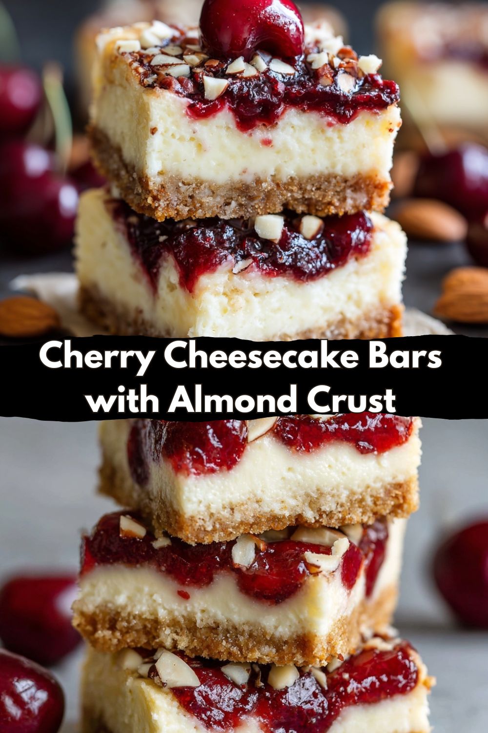 Cherry Cheesecake Bars with Almond Crust 