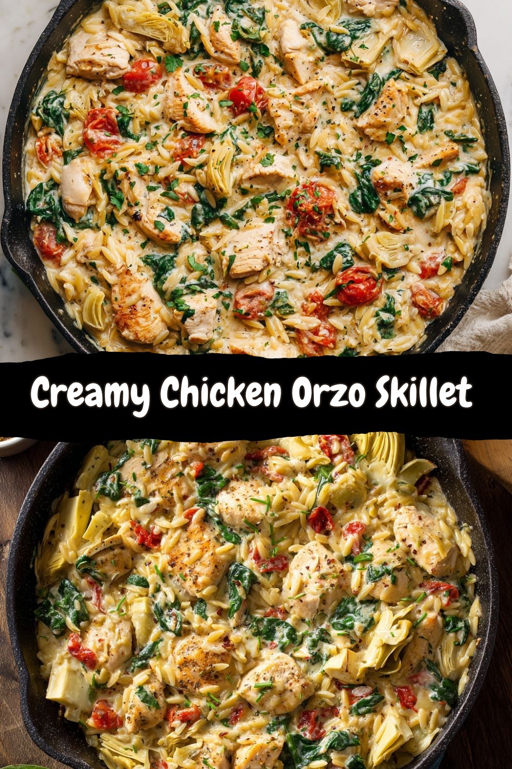 Creamy Chicken Orzo Skillet