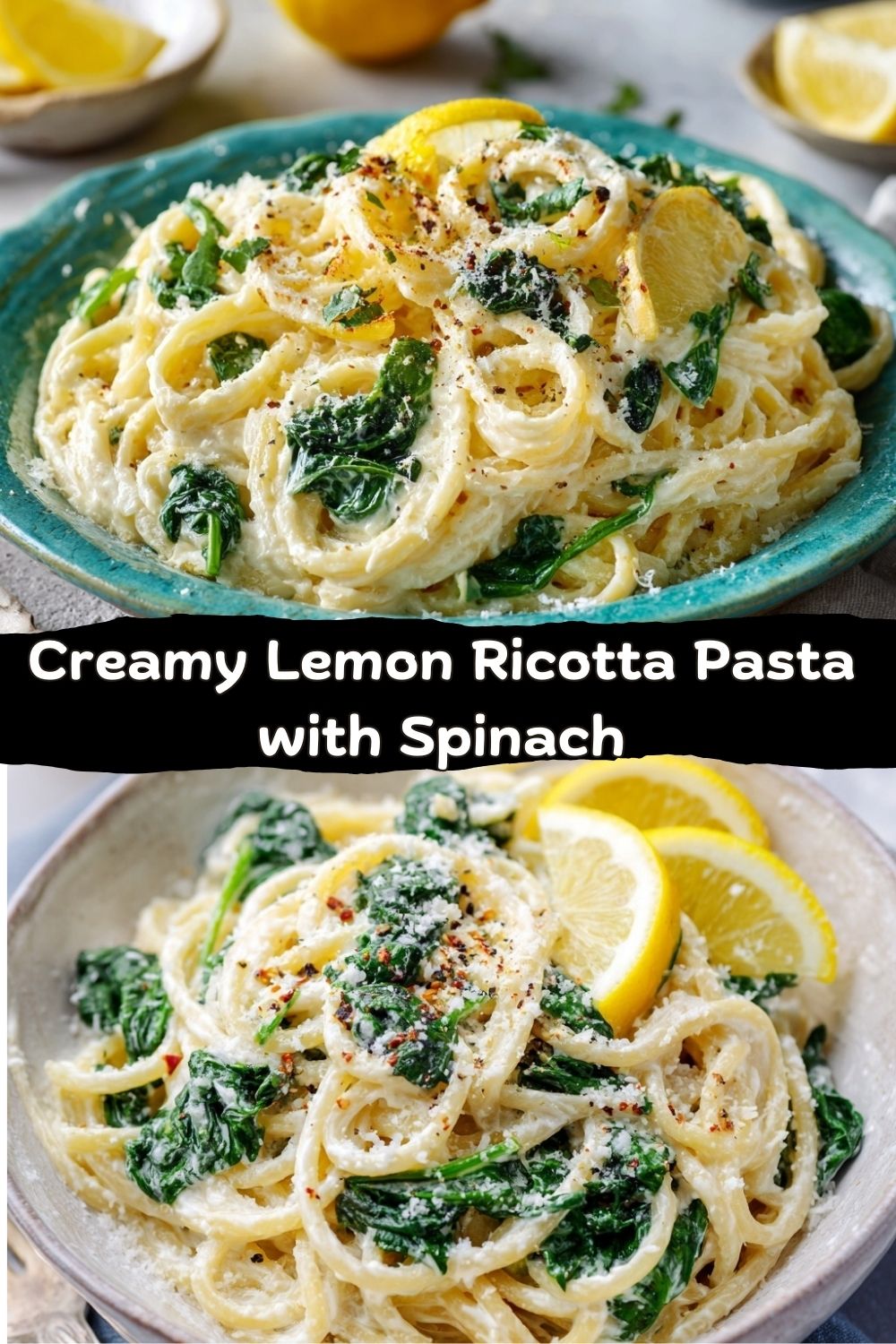 Lemon Ricotta Pasta with Spinach