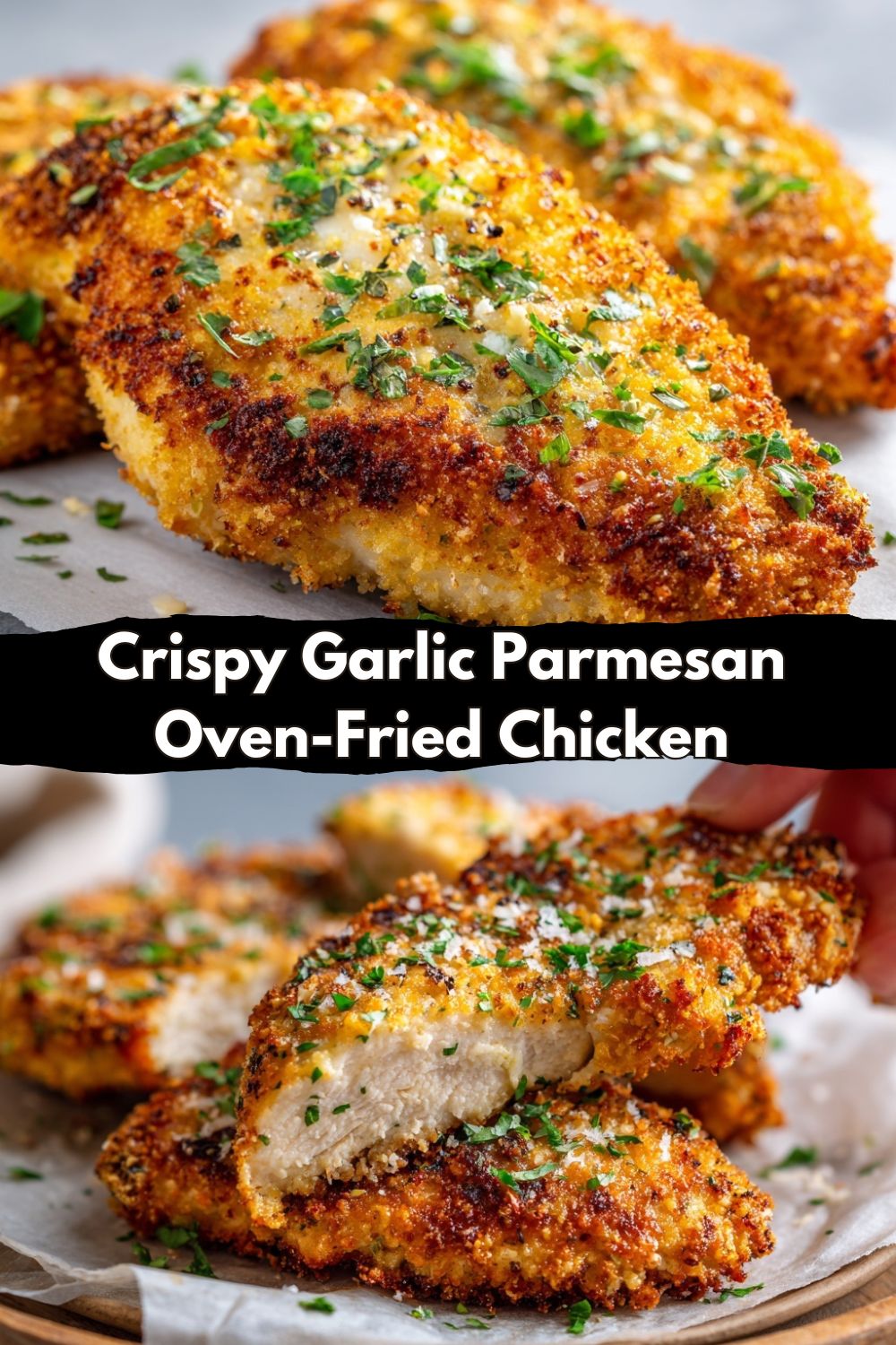 Crispy Garlic Parmesan Oven-Fried Chicken