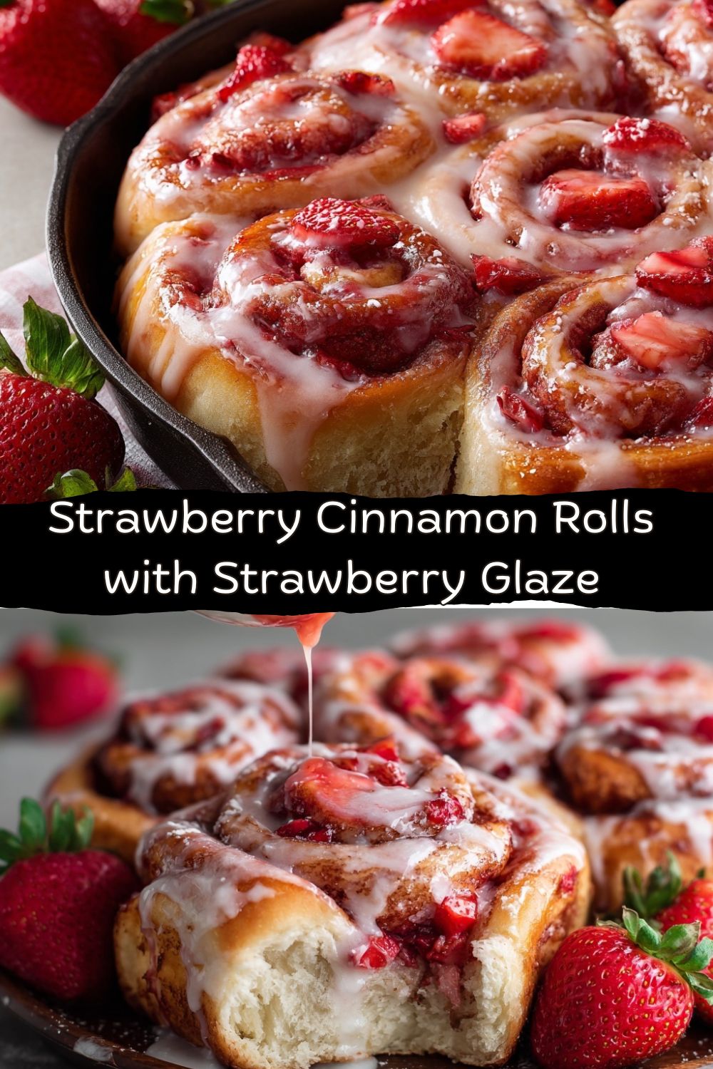 Strawberry Cinnamon Rolls with Strawberry Glaze