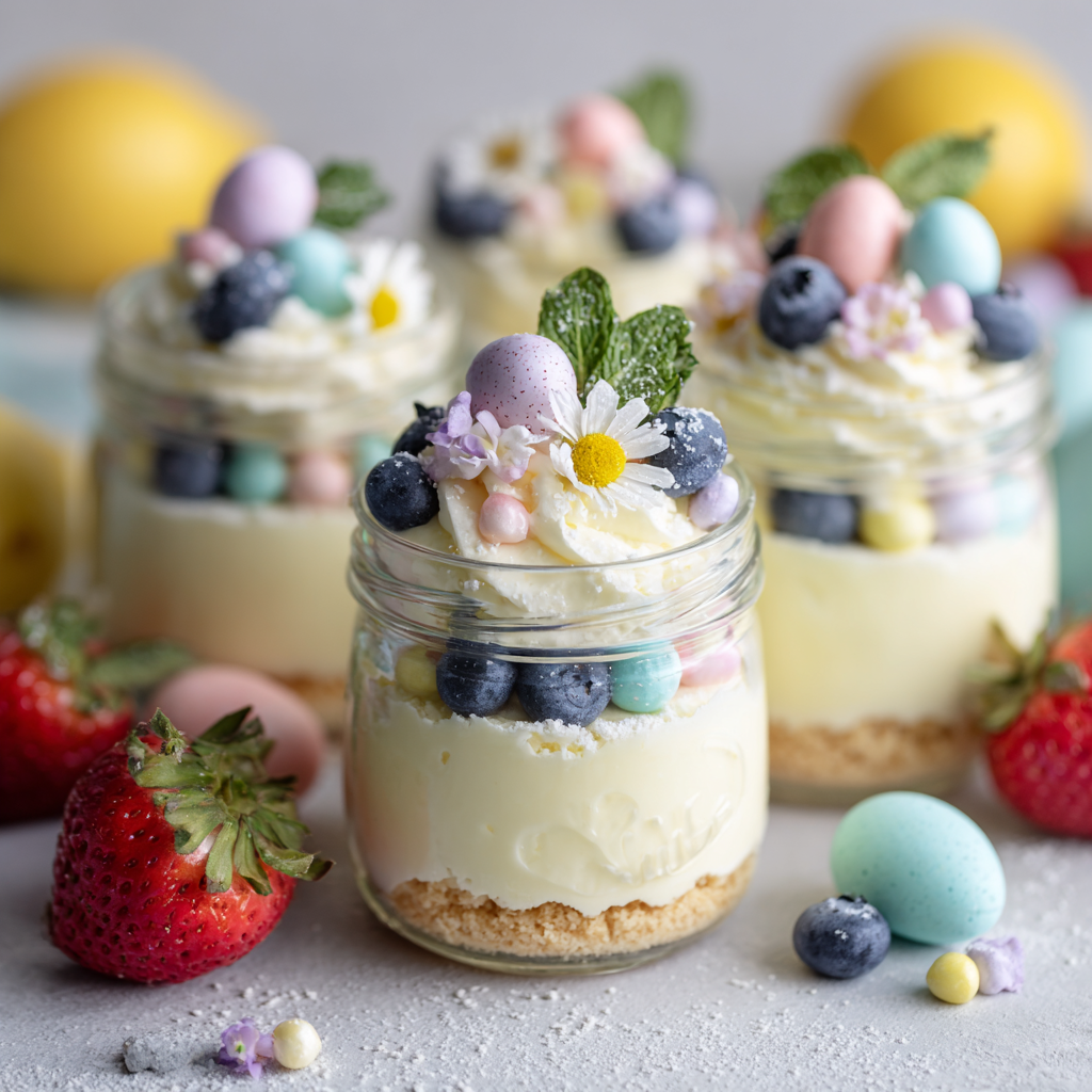 Mini No-Bake Spring Cheesecake Jars