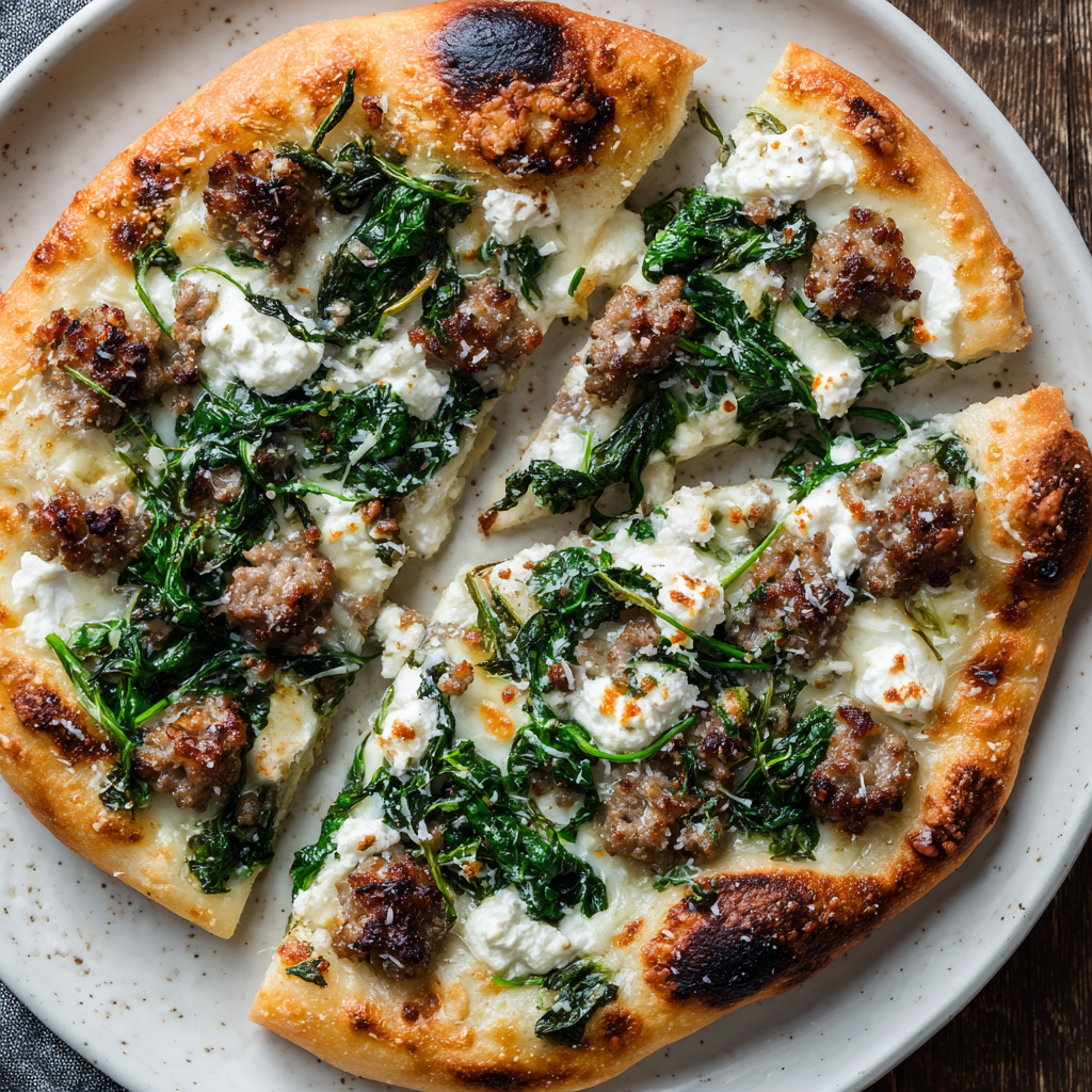 Sausage, Garlic & Ricotta Pizza