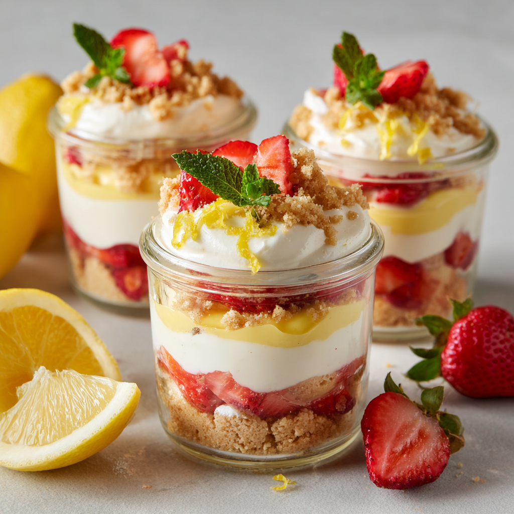 No-Bake Strawberry Lemon Cream Cups
