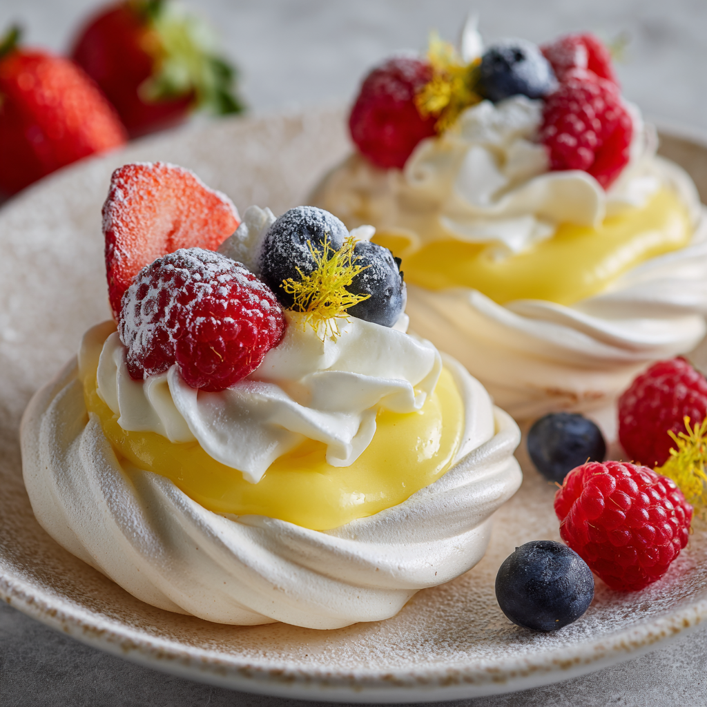 Meringue Shells with Lemon Curd