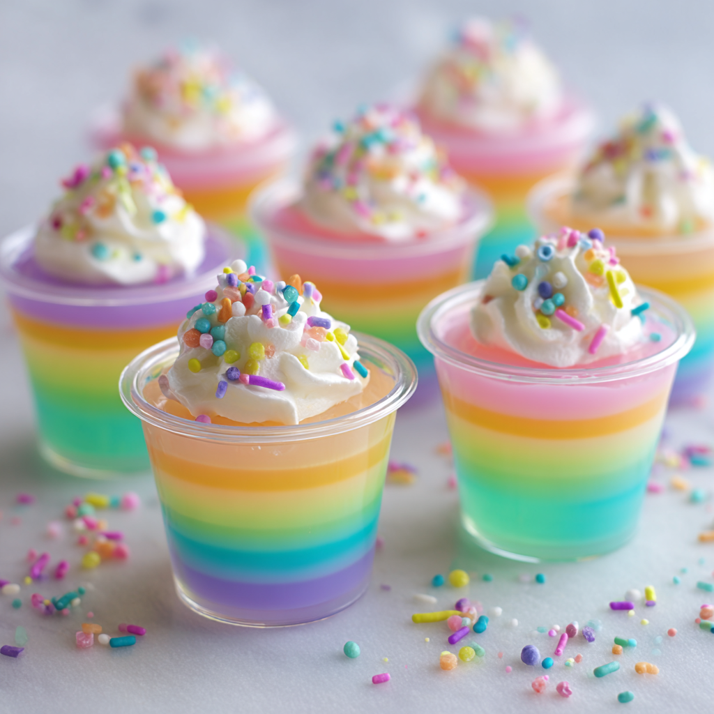 Pastel Rainbow Gelatin Cups