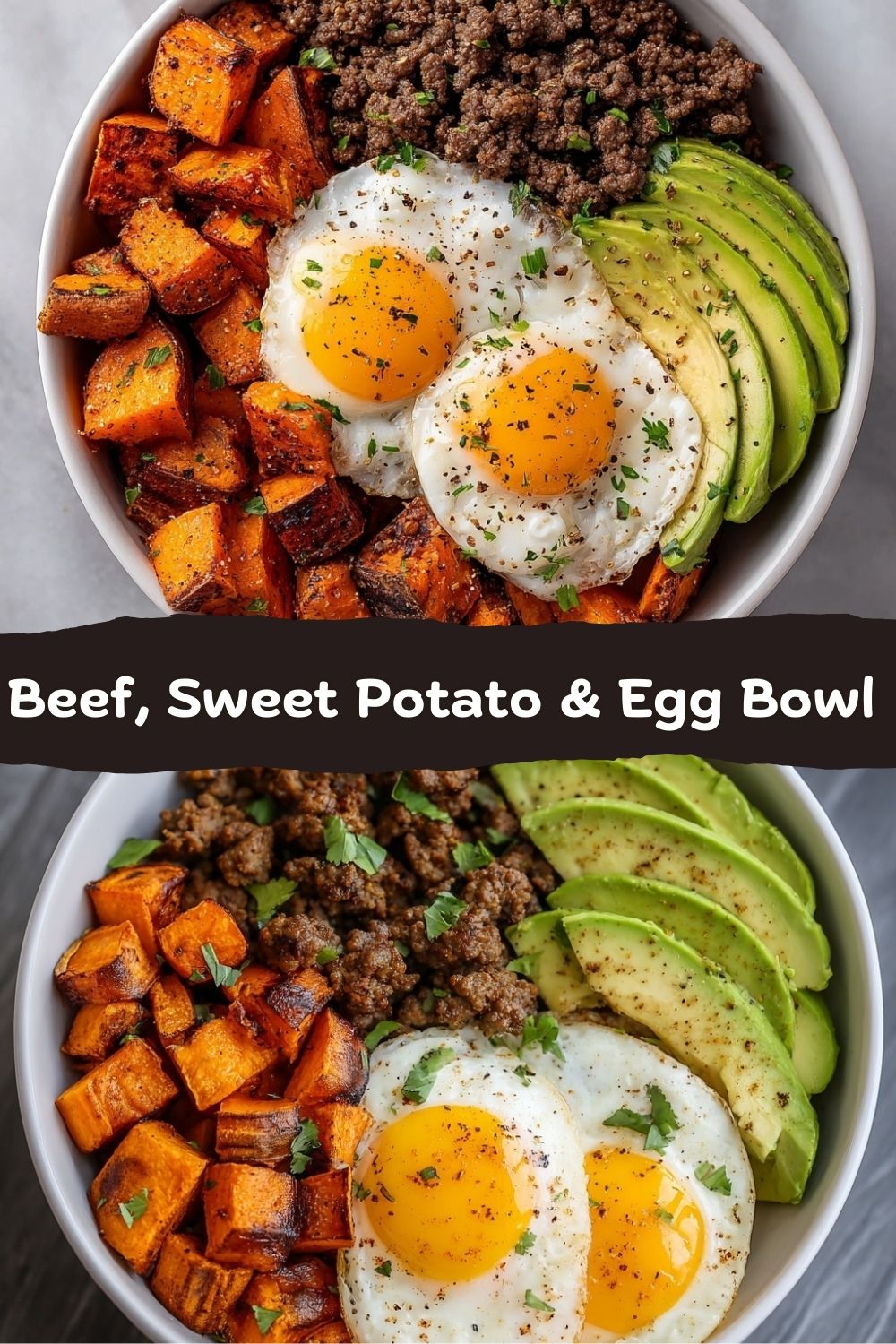Beef, Sweet Potato & Egg Bowl